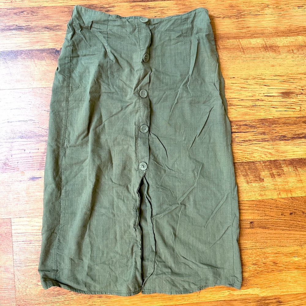 Olive linen skirt